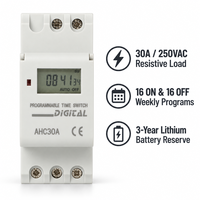 Timer Pemanas Air 30A Sakelar Waktu Digital yang Dapat Diprogram DIN Rail 7 Hari Mingguan LCD Otomatis Nyala Mati 2 Modul Pengontrol IEC 60730