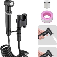 Kit de pulvérisation pour bidet avec robinet d'angle 1 entrée 2 sorties, pistolet WC haute pression en acier inoxydable 304 avec support mural