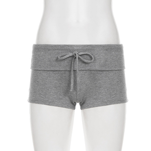 Comfortable Solid Color Knit Casual Shorts Women Elastic <b>Drawstring</b> Basic Versatile Lounge Shorts - Product Image 6