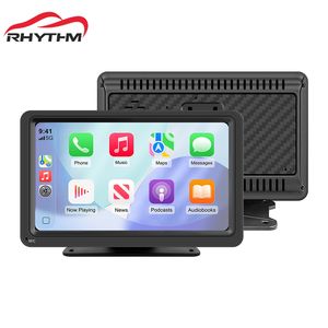 Pantalla portátil Rhythm de 7 pulgadas para automóvil con Mirror Link, transmisor FM y cámara de reversa para usuarios de Apple CarPlay y Android Auto - Product Image 1