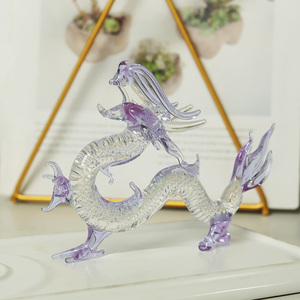 Estatua de Dragón de Cristal, Figuras de Dragón de Vidrio Soplado a Mano, Decoración para el Hogar, Decoración de Feng Shui de la Suerte - Product Image 4
