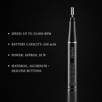 Lime à ongles électrique professionnelle sans fil noire en forme de stylo, 25000 tr/min, rechargeable, portable, pour manucure et pédicure