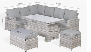 Ensemble de salon de jardin en rotin moderne pour hôtel, avec table à hauteur réglable, rotin PE résistant aux UV, coussins imperméables - Product Image 3