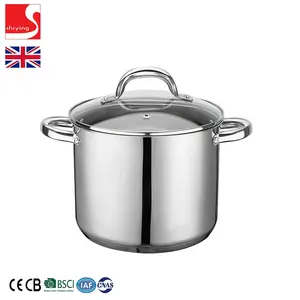 SY-Kitchenware Stock Pot with Glass Lid Silver Clear 5 Litre casserole induction pasta pot big size factory