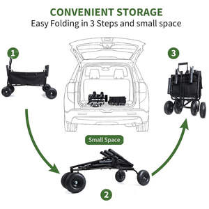 Strandkar Opvouwbare Viswagen Opvouwbare Opvouwbare Zware Trolley Met Opbergvak Voor Ballonbanden En Capaciteit Van 550 Pond - Product Image 4