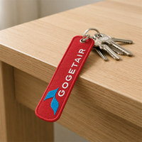 Porte-clés personnalisé avec logo brodé, étiquette de clé en tissu tissé double face, broderie de nom sur porte-clés