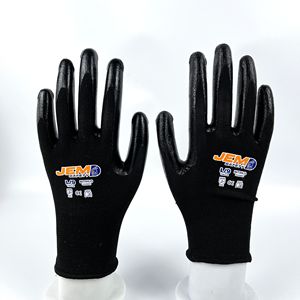 Guantes de Trabajo Recubiertos de Nitrilo Negro, Antideslizantes, Resistentes al Aceite, Personalizables, Guantes de Seguridad Laboral - Product Image 1