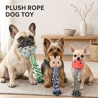 Jouet interactif pour chien OEM ODM, figurine animale en peluche douce, corde tressée, jouet à mâcher pour chiot, fournitures de divertissement pour animaux de compagnie en gros