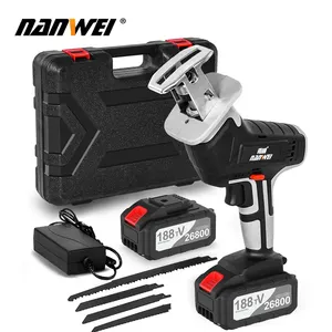 NANWEI reciprocating saw 21V cordless reciprocating saw for metal sabre saw rechargeable wood saw machines with saw blade