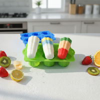 Moule en silicone pliable en forme de nuage à 6 cavités J-289, sans BPA, pour la fabrication de glaces, sorbets et glaçons, avec bâtonnets en bois