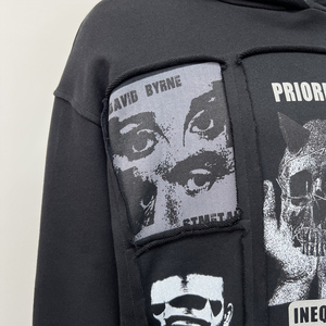 500 Gsm <b>Pullover</b> Streetwear Hoodie Patchwork Printed Graphic Hoodie French Terry Heavyweight Oversized Embroidered Hoodies - Product Image 4