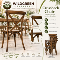 Chaises empilables durables et imperméables effet grain de bois pour mariage, événement, banquet, dossier croisé, style ferme