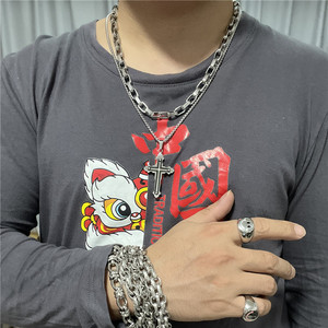 Men's Stainless Steel <b>Cross</b> Pendant Necklace Geometric Design Bezel Setting Gift Jewelry 120146 - Product Image 4