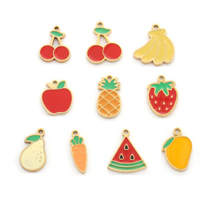 Pendentif fruit en acier inoxydable, breloque émaillée 3D pour la fabrication de bijoux, accessoires DIY - Product Image 4