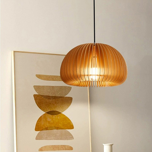 Lustre en bois de citrouille de restaurant nordique pour salon lustre de personnalité créative lampes de bar simples modernes - Product Image 6