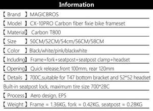 Telaio per Bicicletta <span class=keywords><strong>Cypher</strong></span> in Carbonio T800 700C a Velocità Singola, Telaio Rigido a Scatto Fisso con Freno a V - Product Image 6