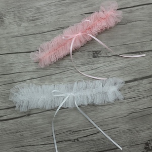 Jarretelles de mariée en tissu maille, à volants simples, jarretelles décoratives avec Mini nœud Long, bon marché - Product Image 6