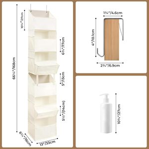 Over The Door Organizer 6 <b>Shelf</b> Detachable Storage With 8 Pockets Waterproof Anti Tilt Behind Door Wall Mount - Product Image 3