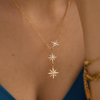 Pendentif étoile et lune en Y, chaînes multiples, acier inoxydable 316L, plaqué or 18 carats, zircon, ne ternit pas, pour un usage quotidien