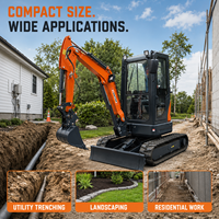 Mini-excavatrice Kubota de 3 tonnes, moteur EPA/CE/EURO 5, personnalisable, compacte, avec accessoires, prix compétitifs