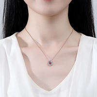 LUOTEEMI Set Perhiasan Zirkon Kecil Desain Bunga Trendi Wanita Jepang yang Imut untuk Kantor Set Perhiasan yang Elegan