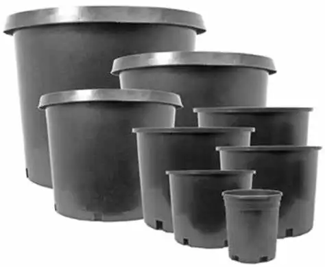 Pot de culture de plantes noires en plastique recyclable 25 20 15 10 7 5 4 3 2 1 Gallon pots en plastique pour plantes de pépinière