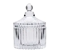 Caixa de presente de vidro transparente, pequeno recipiente de vidro para açúcar e doces, jarra de vidro com tampa