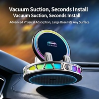 Support de chargeur de voiture sans fil 15W |   Serrage automatique |   Charge rapide |   Rotation à 360° |   Lumière ambiante |   Support de microphone |   RGB |   Type-C