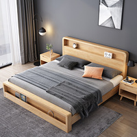 Neues Nordisches Modernes Minimalistisches Massivholz-Plattformbett mit Integriertem Stauraum in 1,5m & 1,8m Größen
