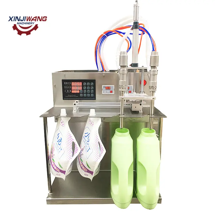 Small semi automatic suction nozzle stand up pouch juice water milk quantitative filling packing machine