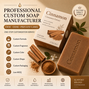 Jabón <span class=keywords><strong>Artesanal</strong></span> Aclarante, Hidratante y Limpiador Profundo con <span class=keywords><strong>Canela</strong></span> Orgánica Natural y Niacinamida, Etiqueta Privada Personalizada, MOQ Bajo - Product Image 1