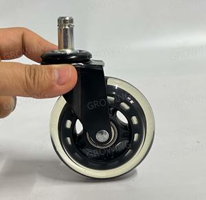 Ruote Girevoli per Sedia da Ufficio in PU di Alta Qualità <span class=keywords><strong>75MM</strong></span>, Componenti per Sedie in Plastica Nera, Produzione di Foshan - Product Image 1