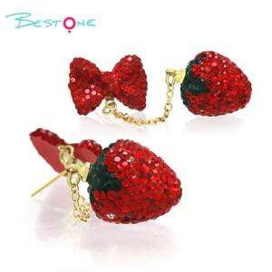 Nueva Venta caliente de alta calidad personalizada etiqueta privada diaria linda chica rojo fresa colgante pendientes listos para enviar - Product Image 2