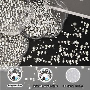 Pour <span class=keywords><strong>Amazon</strong></span> et Aliexpress 3D <span class=keywords><strong>strass</strong></span> Ss4-Ss20 verre plat fond diamant mixte Nail Art bijoux avec ABS fleur de prunier ensemble boîte - Product Image 2