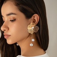 Dernières tendances : Boucles d'oreilles pendantes convertibles à pompon brillant, plaquées or, avec aiguille en argent, pour femmes