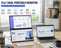 Monitor Portátil Dual de 15.6 Pulgadas, Plegable, Full HD, USB-C/Monitor de Pantalla Dual para Laptop, Mac, Windows, Uso Empresarial