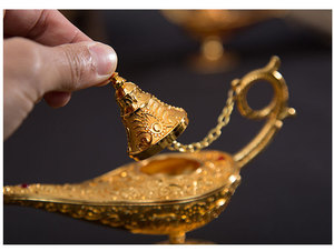 Lámpara de <span class=keywords><strong>Aladin</strong></span>, quemador de incienso, cono hueco, decoración árabe dorada, quemador de carbón para coche Bakhoor, pinzas de incienso Bakoor para carbón - Product Image 5