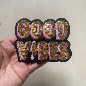 El nuevo parche de lentejuelas <span class=keywords><strong>GOODVIBES</strong></span> con cuentas se puede planchar, el parche de tela decorativo de lentejuelas se puede usar para el parche trasero de la chaqueta - Product Image 4