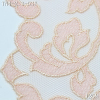 Bordure en dentelle brodée à motif floral ornemental gris-beige de 12 cm, bordure festonnée en maille pour la décoration des robes, des jupes et des vêtements