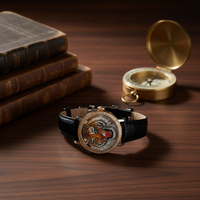 Montre mécanique personnalisable avec fermoir, cadran argenté, verre saphir, motif animal tigre émaillé, pour homme, cadeau