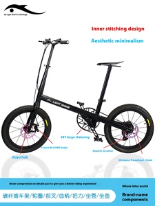 Bicicletta Ibrida in Fibra di Carbonio da 20 Pollici Light Shark Technology, Super Leggera, Pieghevole, per il Tempo Libero e il Pendolarismo Urbano, in Fibra di Carbonio Variabile - Product Image 3