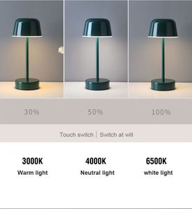 Modern Portable Cordless <b>LED</b> <b>Table</b> Lamp USB-C Rechargeable Battery Iron Dimmable Touch Sensor Aluminum Metal Shade Reading Room - Product Image 4