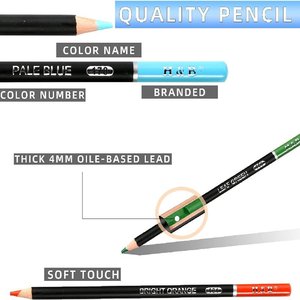 Ensemble <span class=keywords><strong>de</strong></span> crayons <span class=keywords><strong>de</strong></span> couleur à base d'huile avec 180 couleurs, adapté à l'art et au dessin des étudiants, avec un étui à crayons portable à rabat - Product Image 2