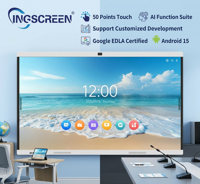 INGSCREEN Customizable Android 15 Interactive Board 50 Points Touch Screen with Low Latency Touch for University Lecture Hall