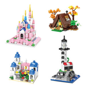 Mini Faro <span class=keywords><strong>de</strong></span> Santorini, <span class=keywords><strong>Castillo</strong></span> rosa, casa triangular, partículas pequeñas, juego <span class=keywords><strong>de</strong></span> bloques <span class=keywords><strong>de</strong></span> construcción MOC, juguete <span class=keywords><strong>de</strong></span> plástico al por mayor - Product Image 1