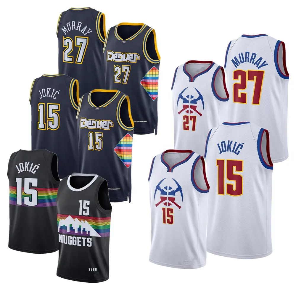 Nikola Jokic – maillots de basket-ball de couleur bleu marine, équipe professionnelle américaine, édition ville, 27