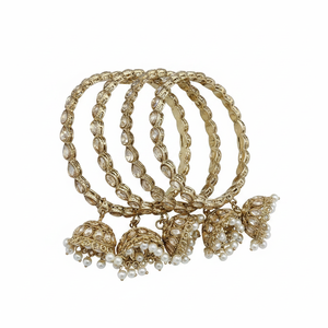 Designer Austrian Stone & Pearl Bangles <b>Set</b> 2.8 Elegant Bridal Jewelry Premium Traditional Accessories - Product Image 2