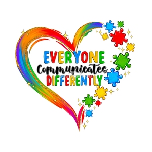 Сердце, все общаются по-разному, с аутизмом, дтф, переводная печать, утюгом, наклейки, сублимационные сумки для одежды, одежда - Product Image 1