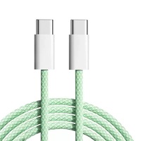 Cable de Datos USB de Nailon Trenzado de Alta Calidad de 60 W con Doble Tipo-C PD para Carga Rápida y Transferencia de Datos para iPhone