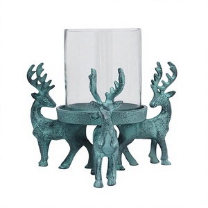 Portavelas Metálico con Diseño de Reno, Hecho a Mano, Estilo Tradicional, Adorno Decorativo - Product Image 4